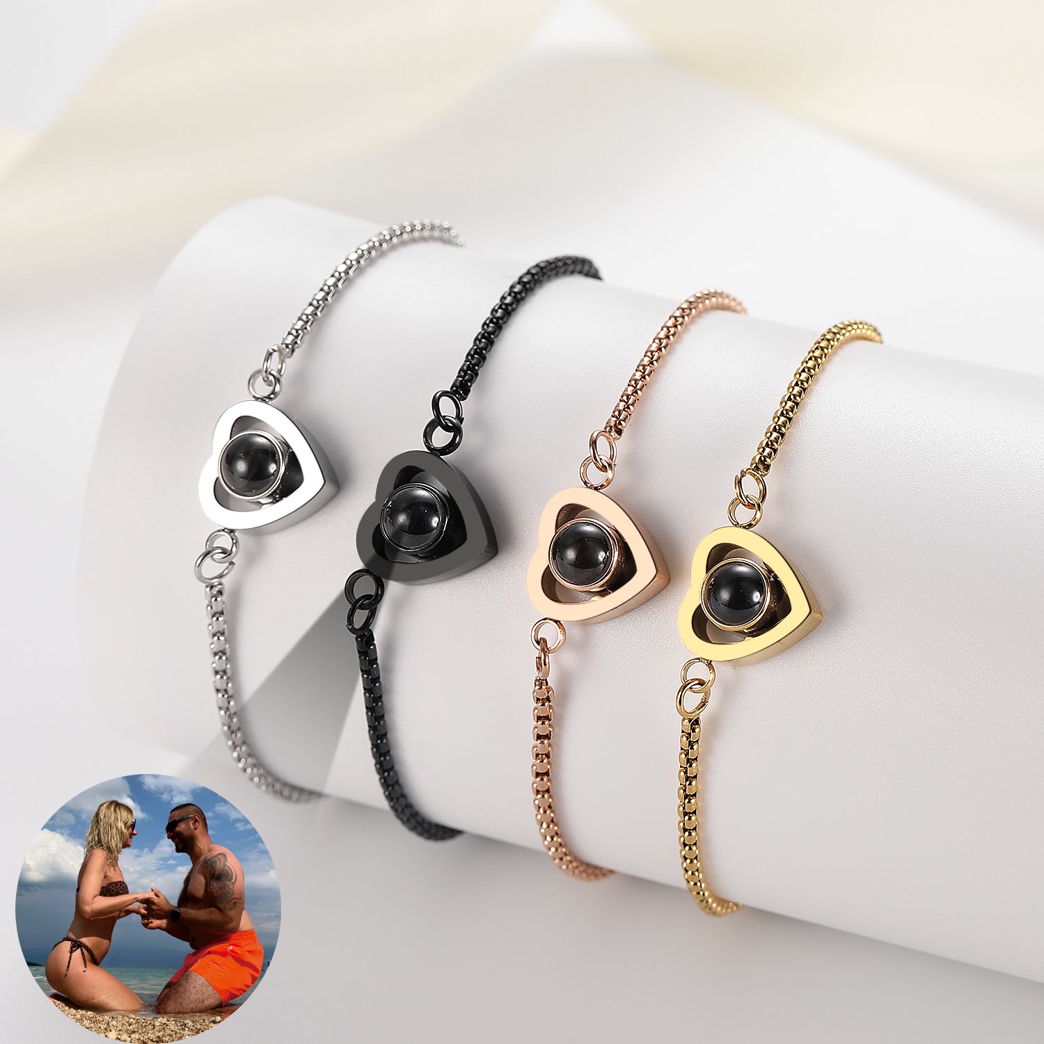 Phomora Heart Photo Bracelet with hidden photo charm