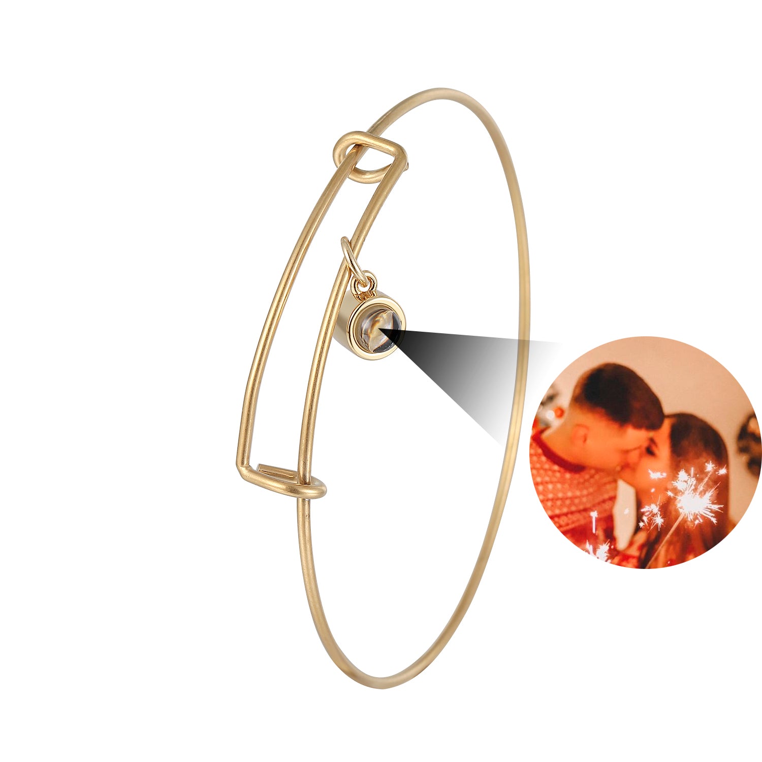 Phomora Embrace Photo Bangle Bracelet with hidden photo projection charm