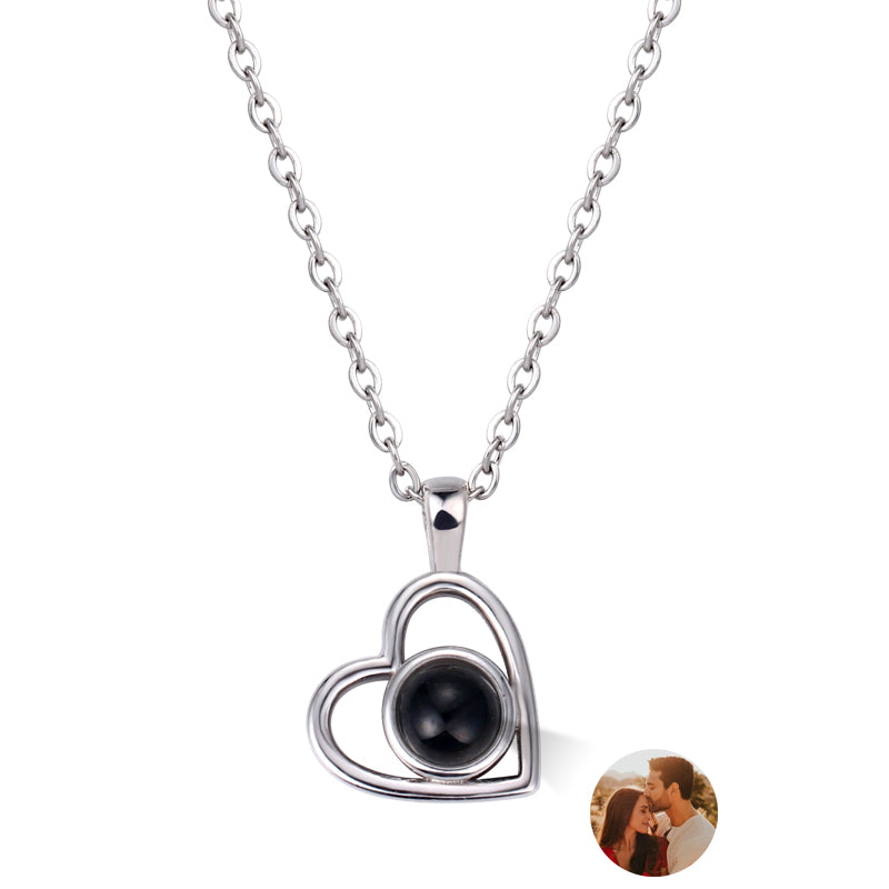Phomora Beveled Heart-Shaped Photo Necklace