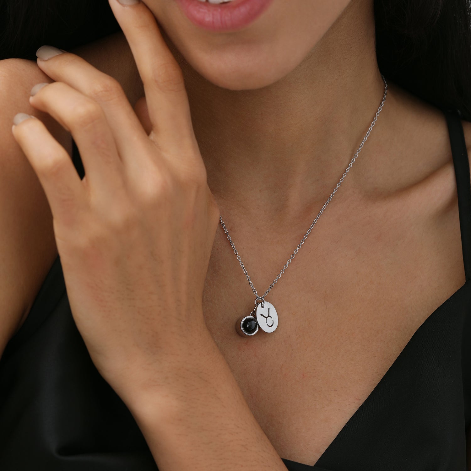 Personalized astrology constellation necklace with custom photo