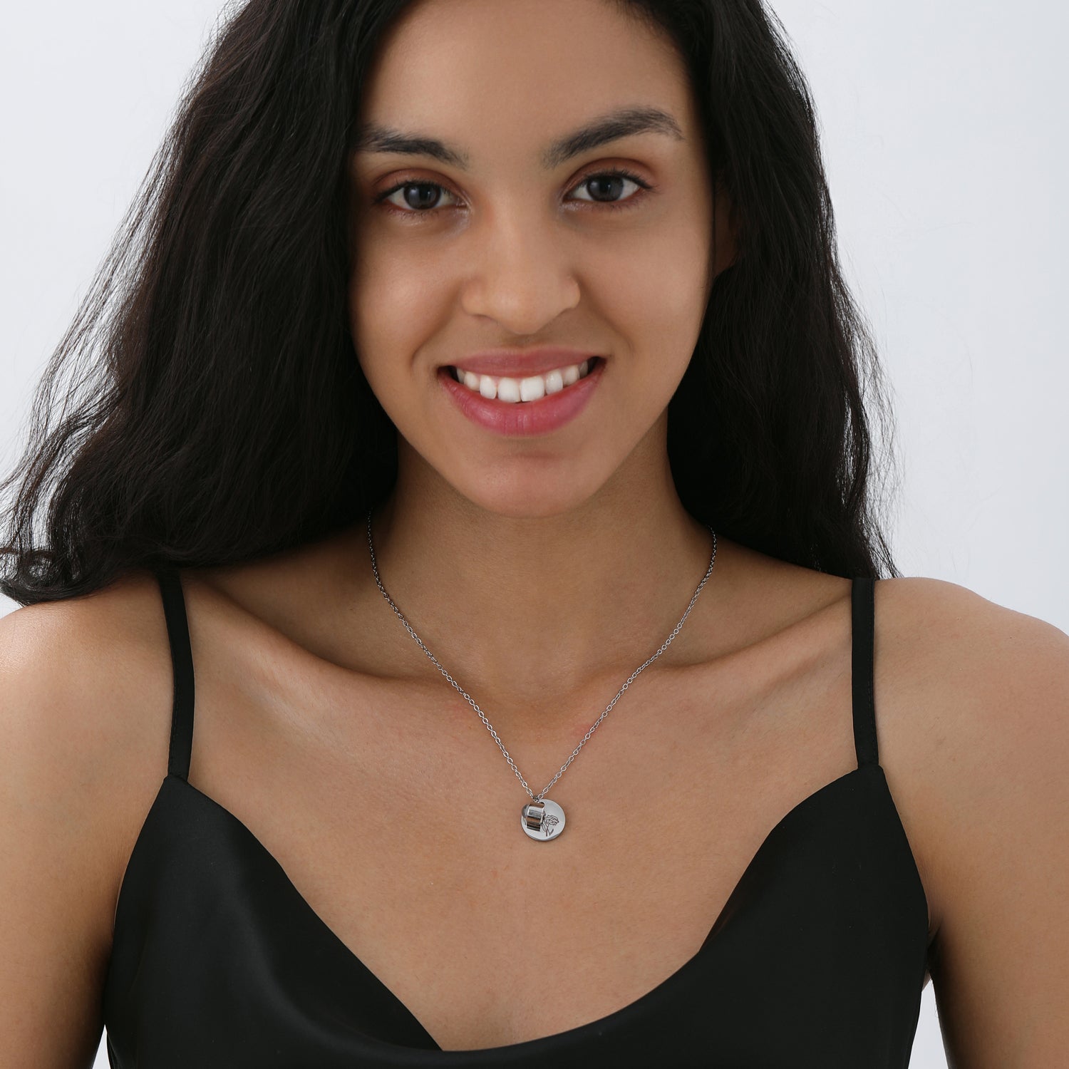 Engraved birth month necklace by Phomora