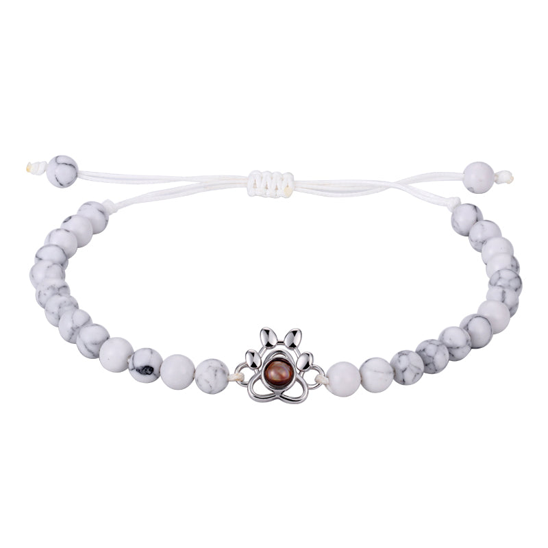 Phomora Gemstone Glow Paw Photo Bracelet with hidden paw photo charm