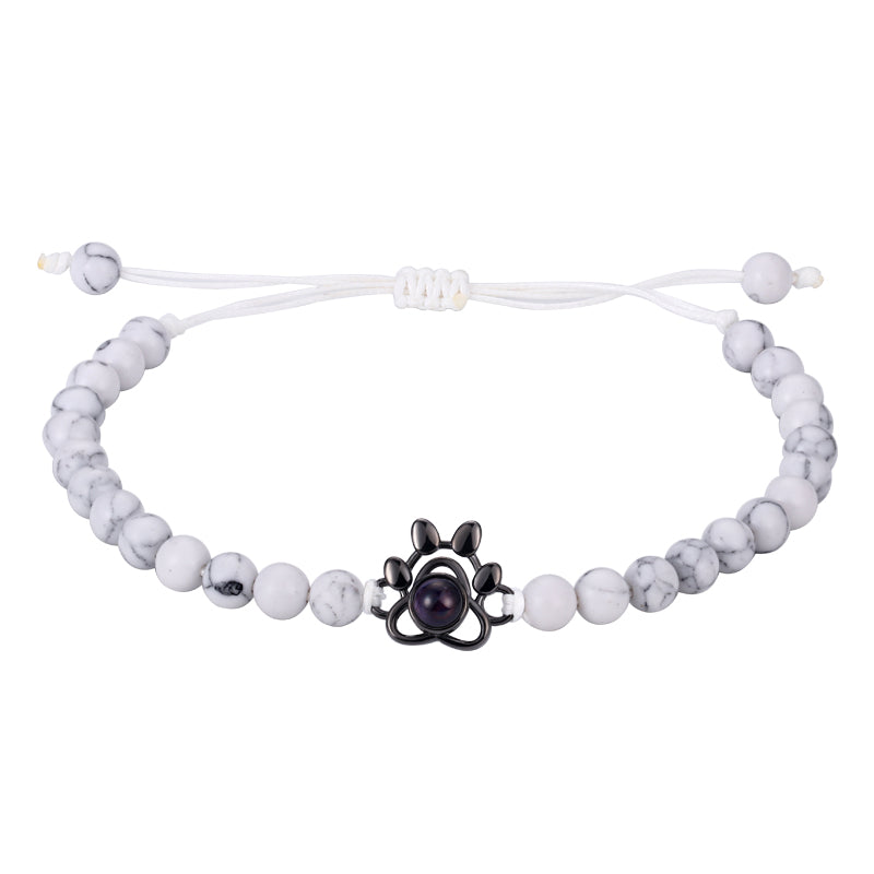 Phomora Gemstone Glow Paw Photo Bracelet with hidden paw photo charm