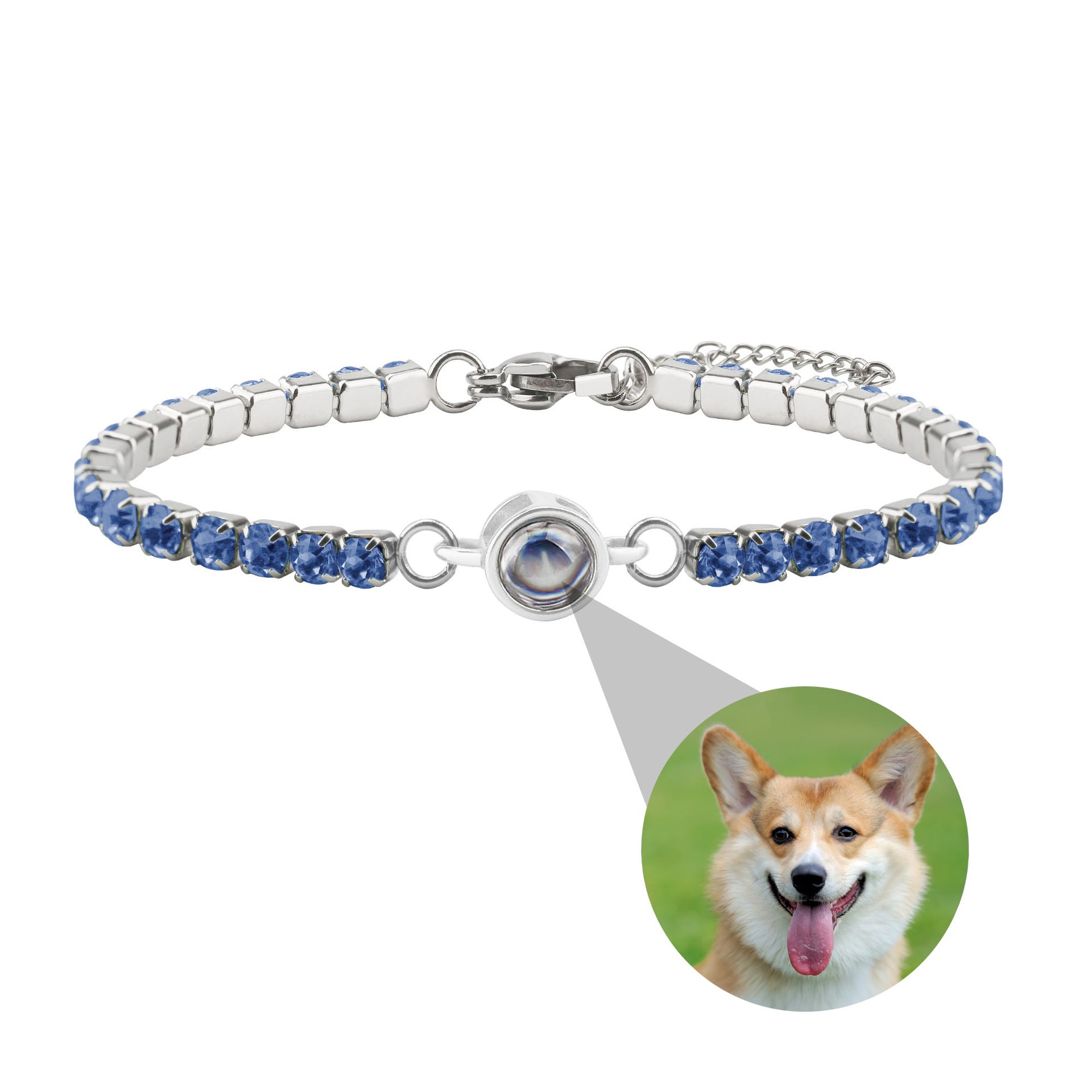 Personalized tennis photo bracelet gift for her