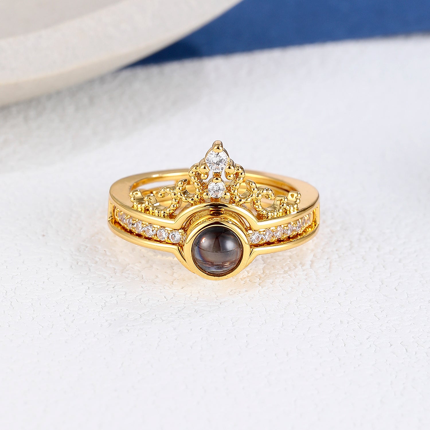 Custom crown-inspired photo ring by Phomora