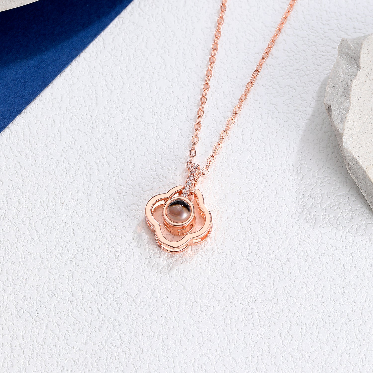 Personalized clover pendant necklace with custom photo