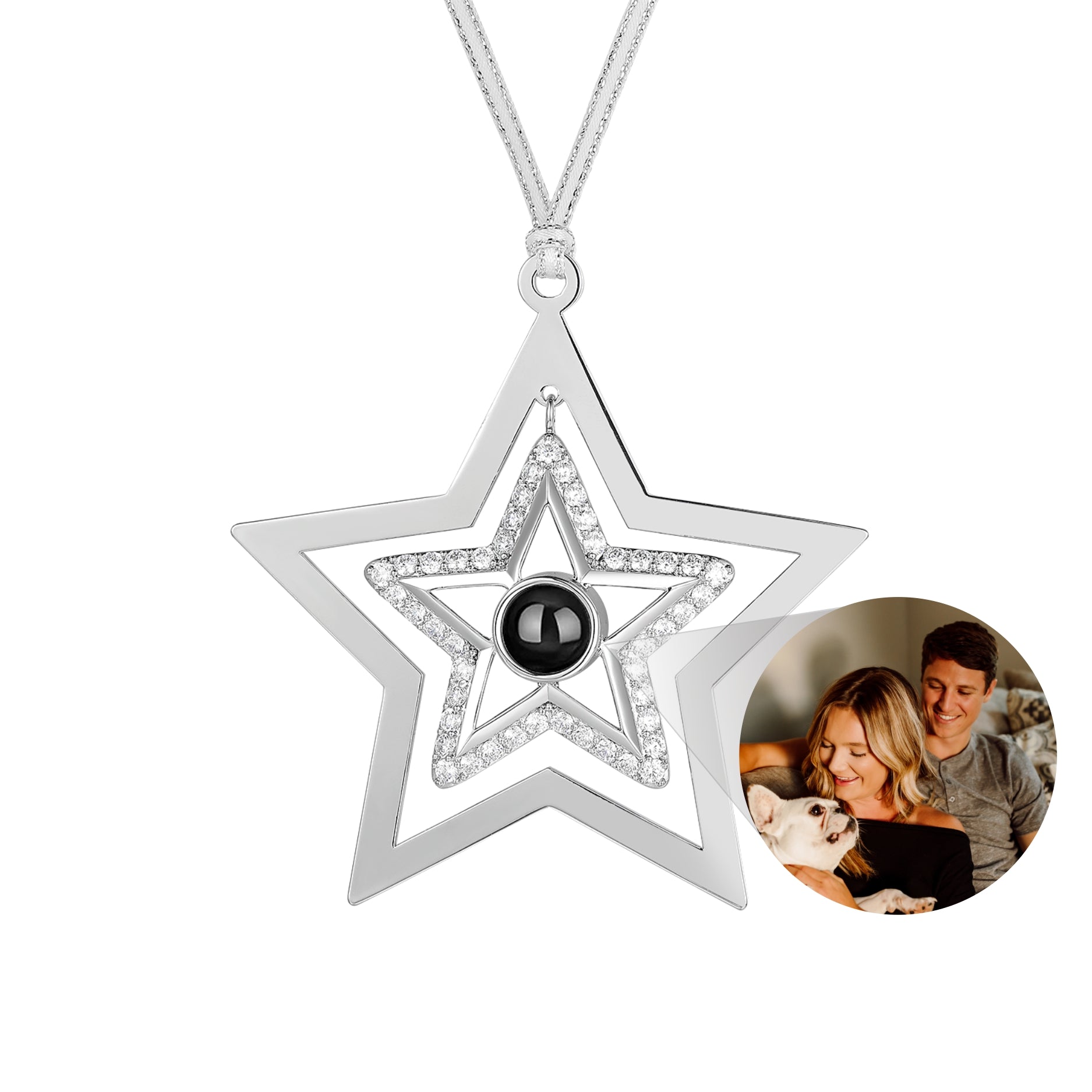 Custom Star Projection Photo Ornament with personalized image