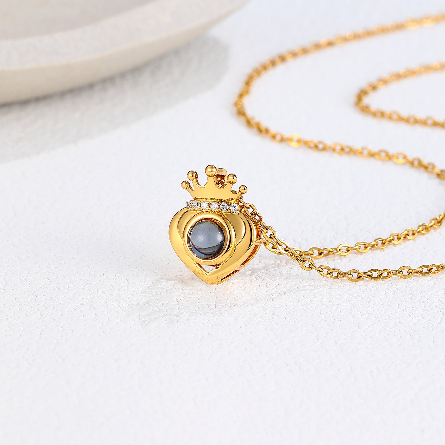 Custom heart pendant necklace with hidden photo projection