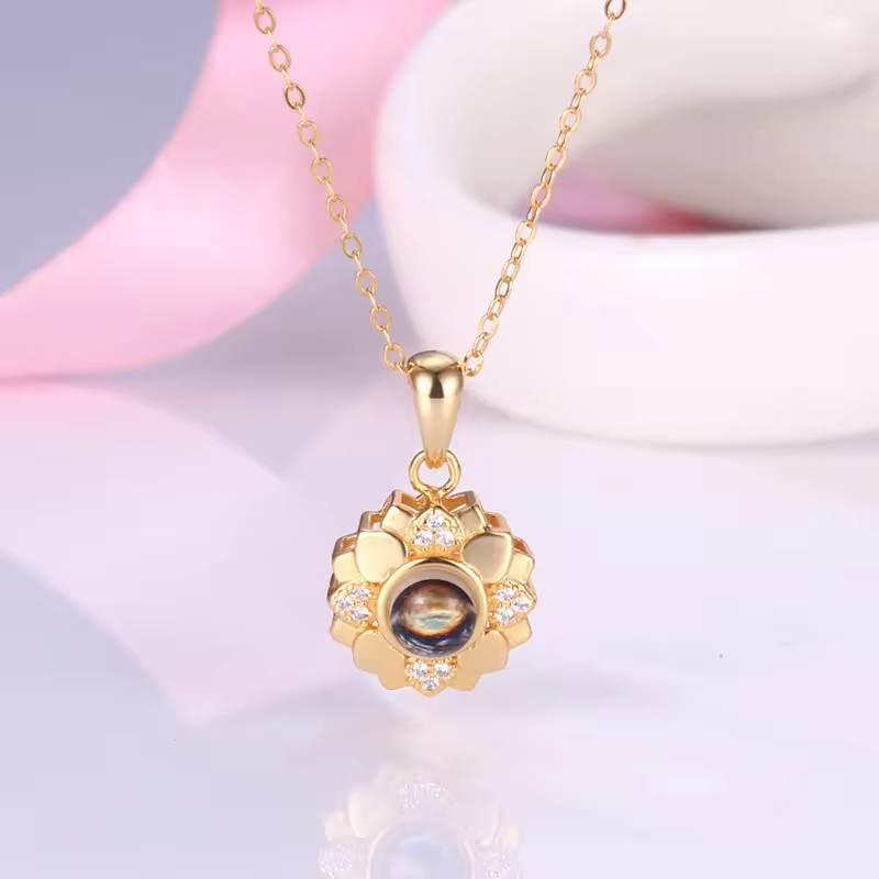 Phomora Blossom Photo Projection Necklace with custom image