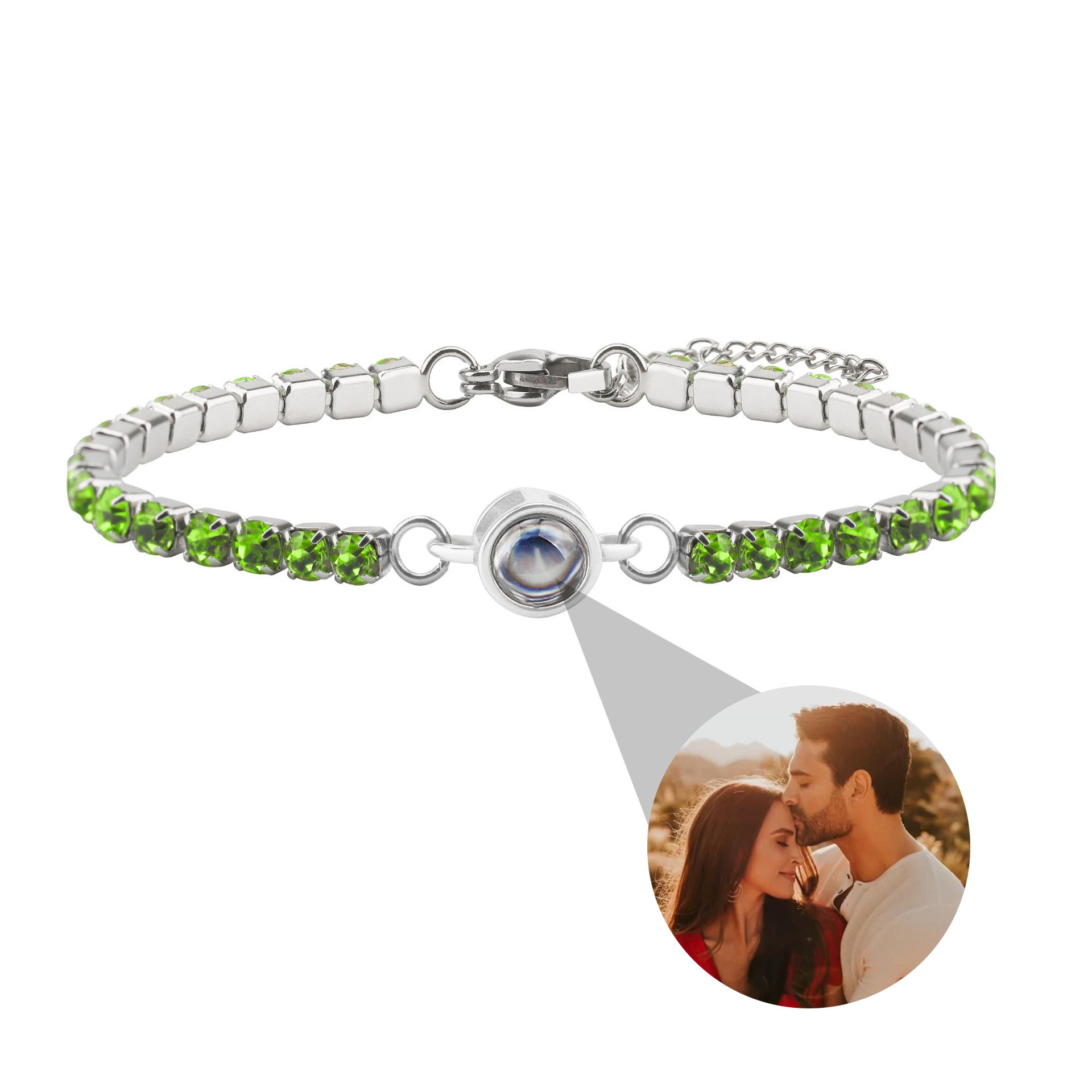 Phomora Small Tennis Photo Bracelet with hidden photo charm