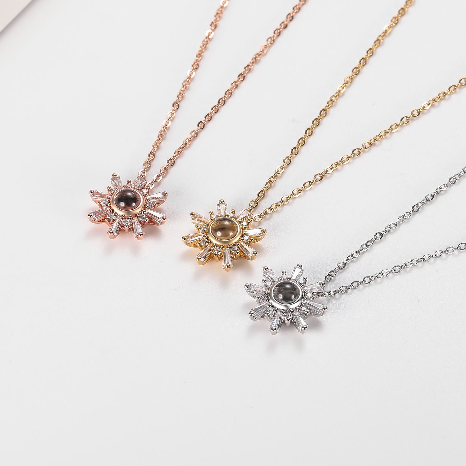 Custom snowflake necklace with photo projection gift