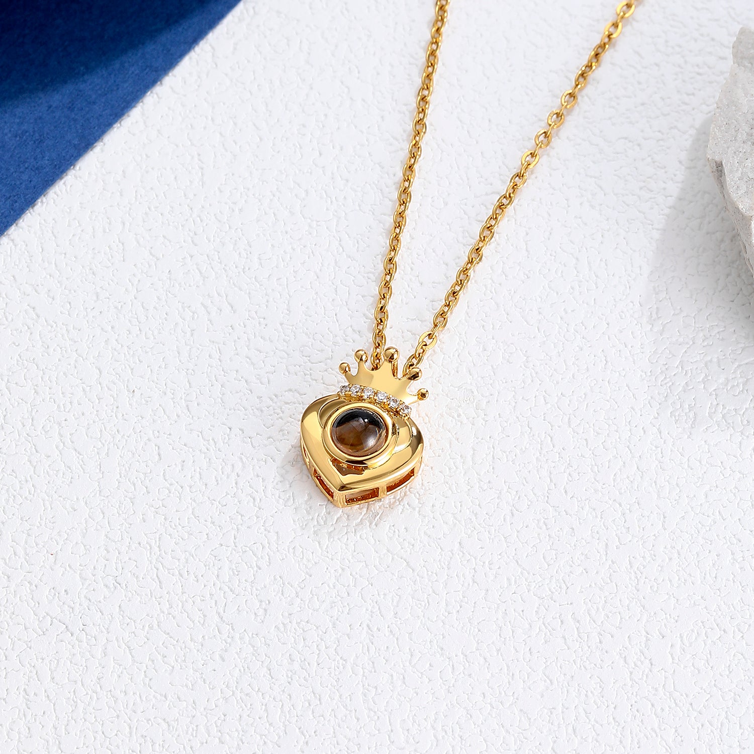 Custom heart pendant necklace with hidden photo projection