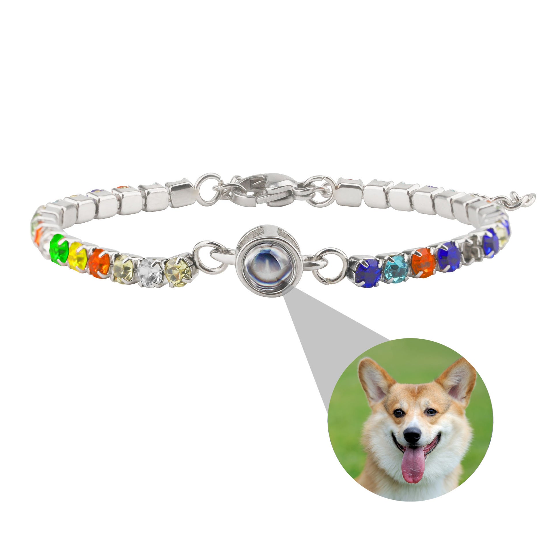 Personalized tennis photo bracelet gift for her