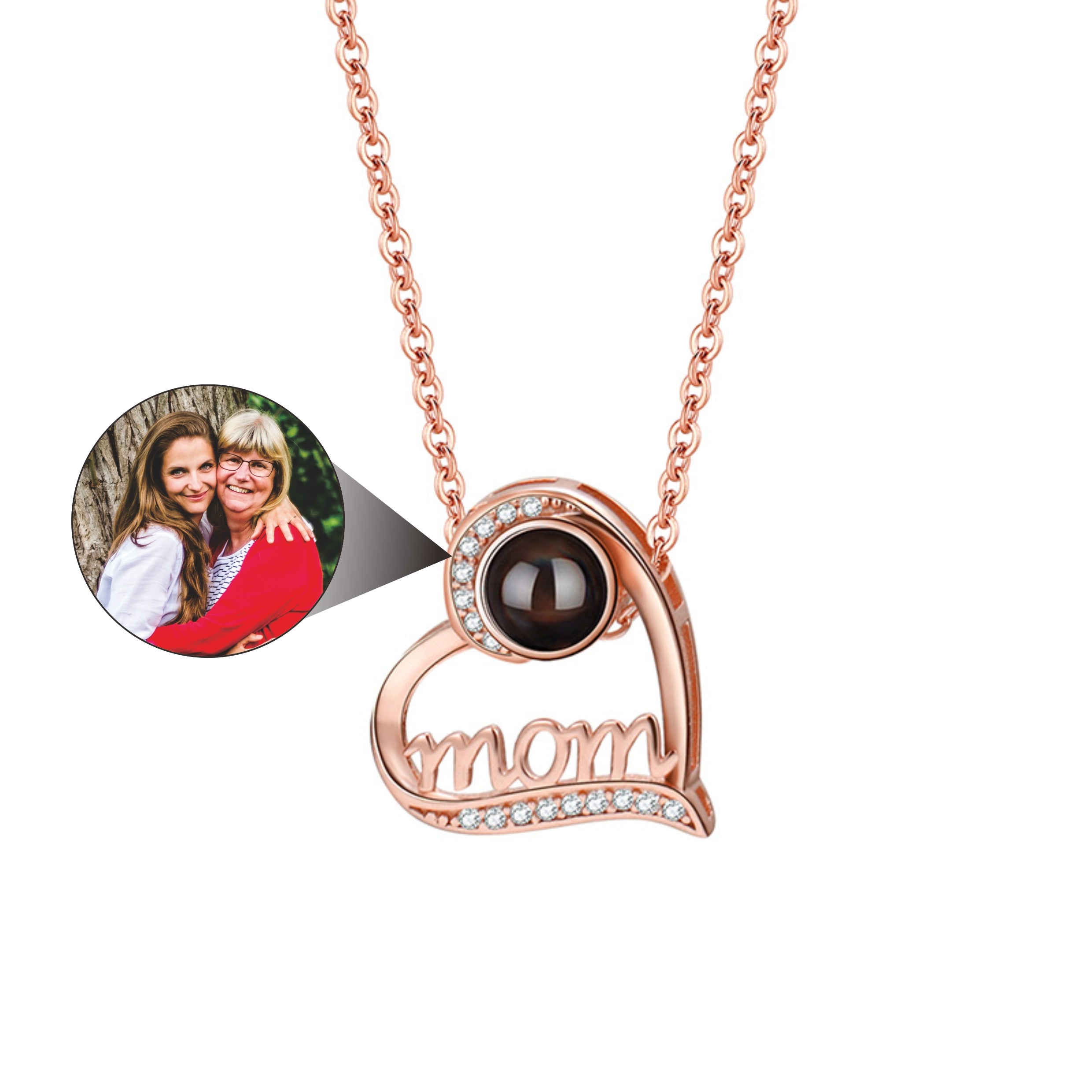 Phomora Great Mom Projection Photo Necklace – Personalized Hidden Photo Gift for Mom