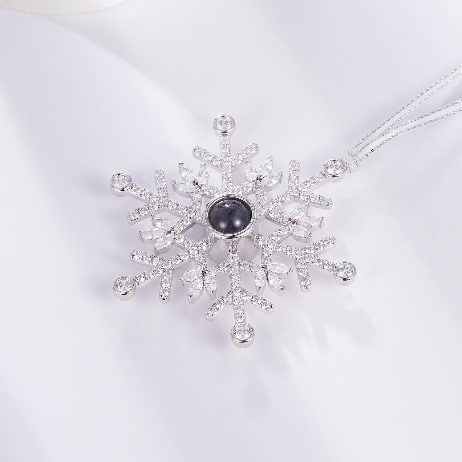 Custom photo ornament in snowflake design by Phomora
