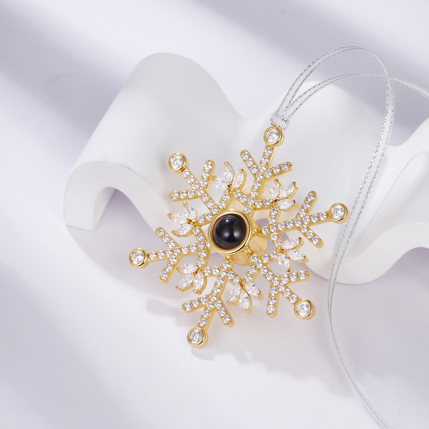 Custom photo ornament in snowflake design by Phomora