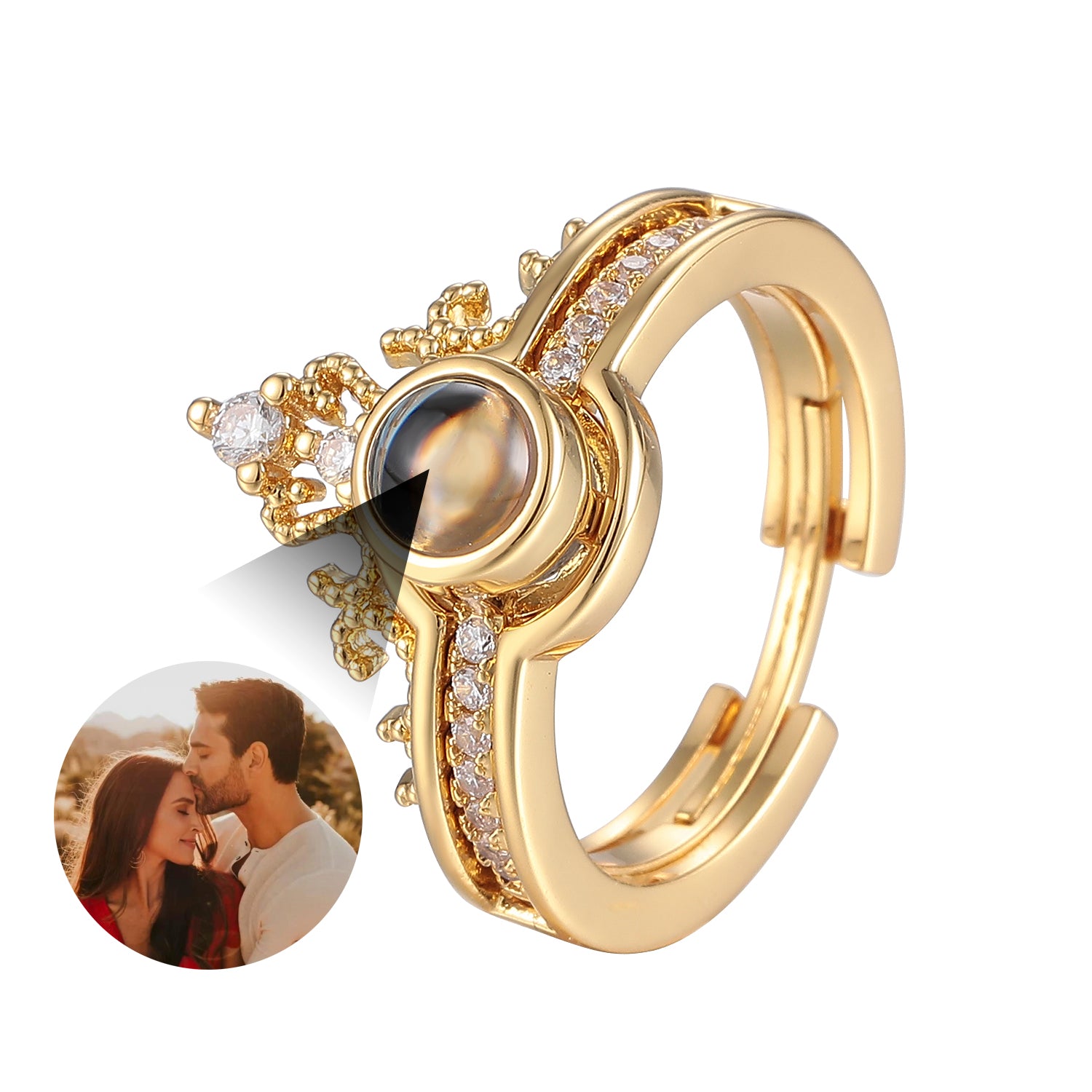 Custom crown-inspired photo ring by Phomora