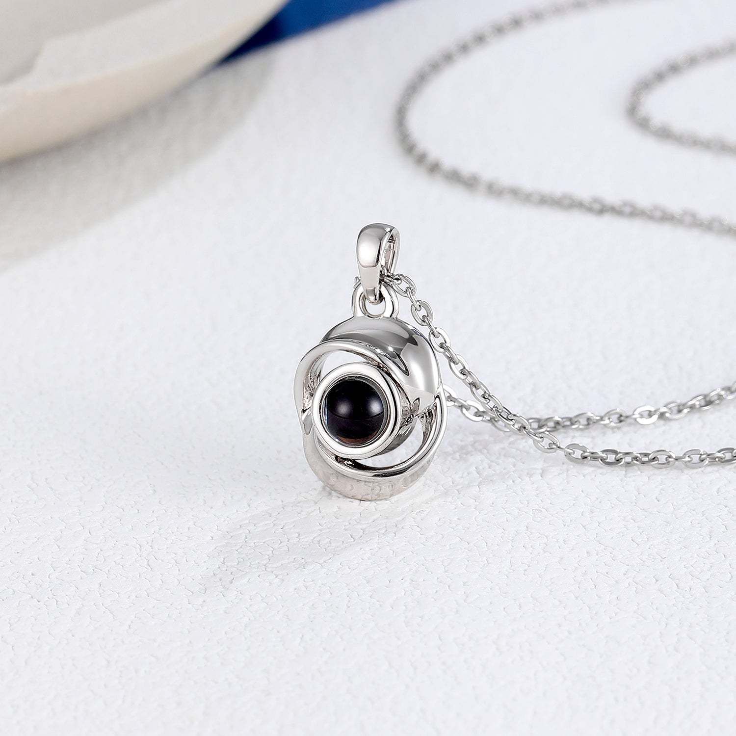 Phomora floral elegance photo projection necklace with hidden picture inside