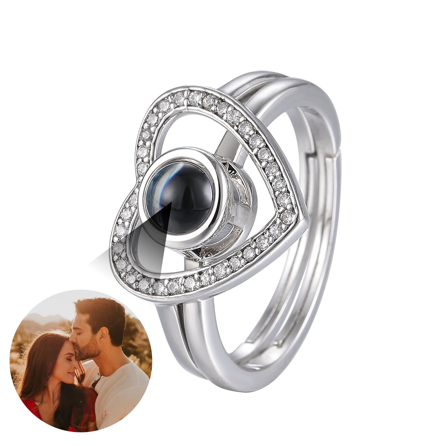 Phomora Love Sunlight Photo Ring with hidden personalized photo