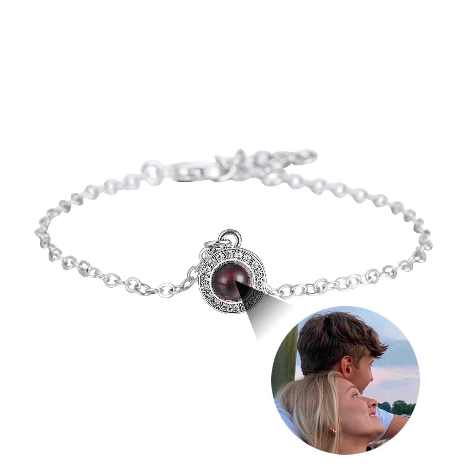 Phomora Radiant Halo Photo Bracelet with hidden photo projection charm