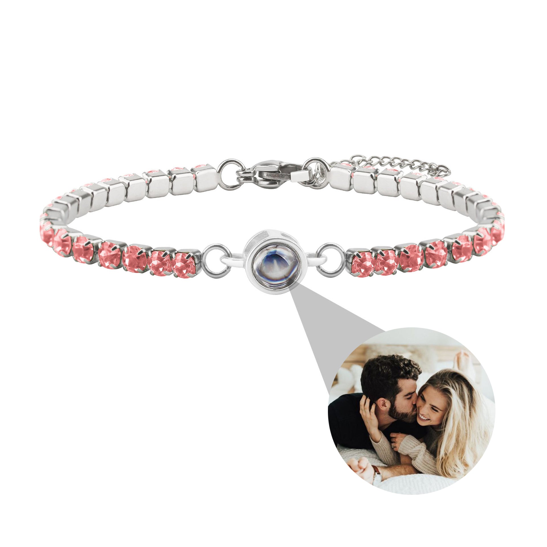 Phomora Small Tennis Photo Bracelet with hidden photo charm