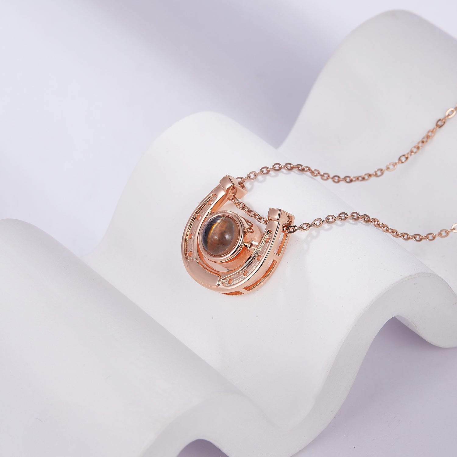 Good luck necklace with custom photo projection