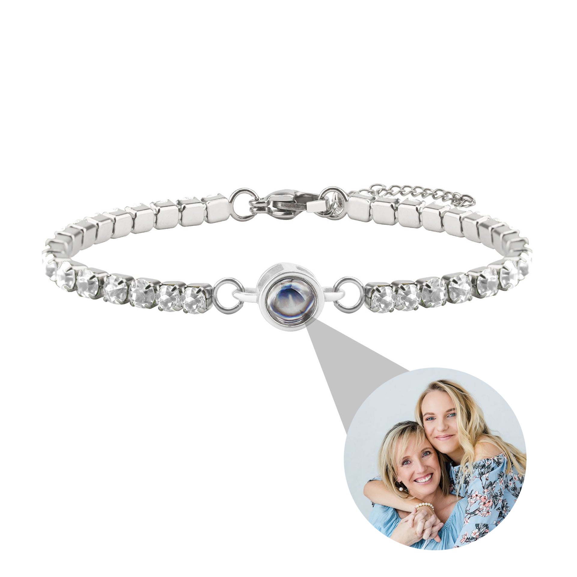 Phomora Small Tennis Photo Bracelet with hidden photo charm
