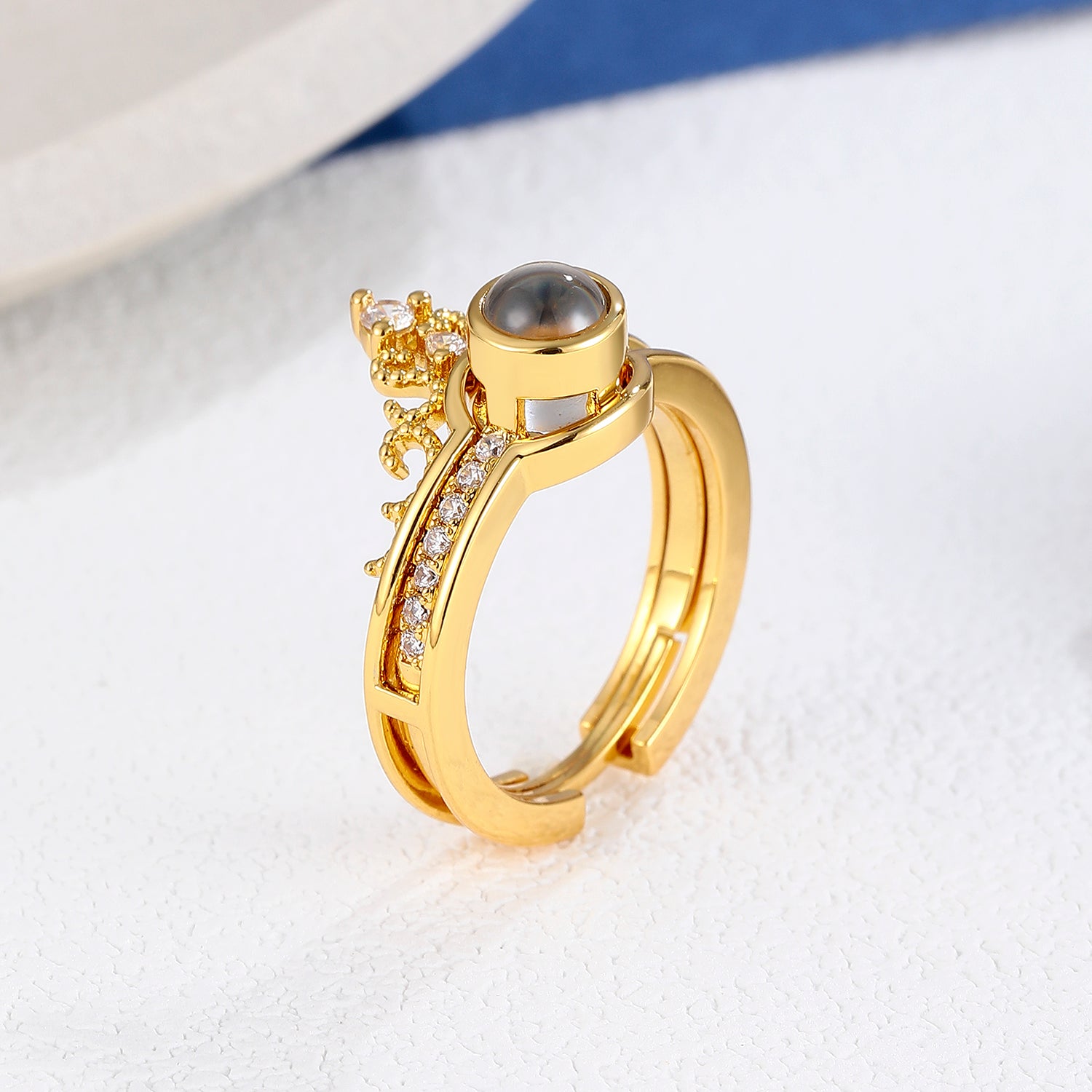 Custom crown-inspired photo ring by Phomora