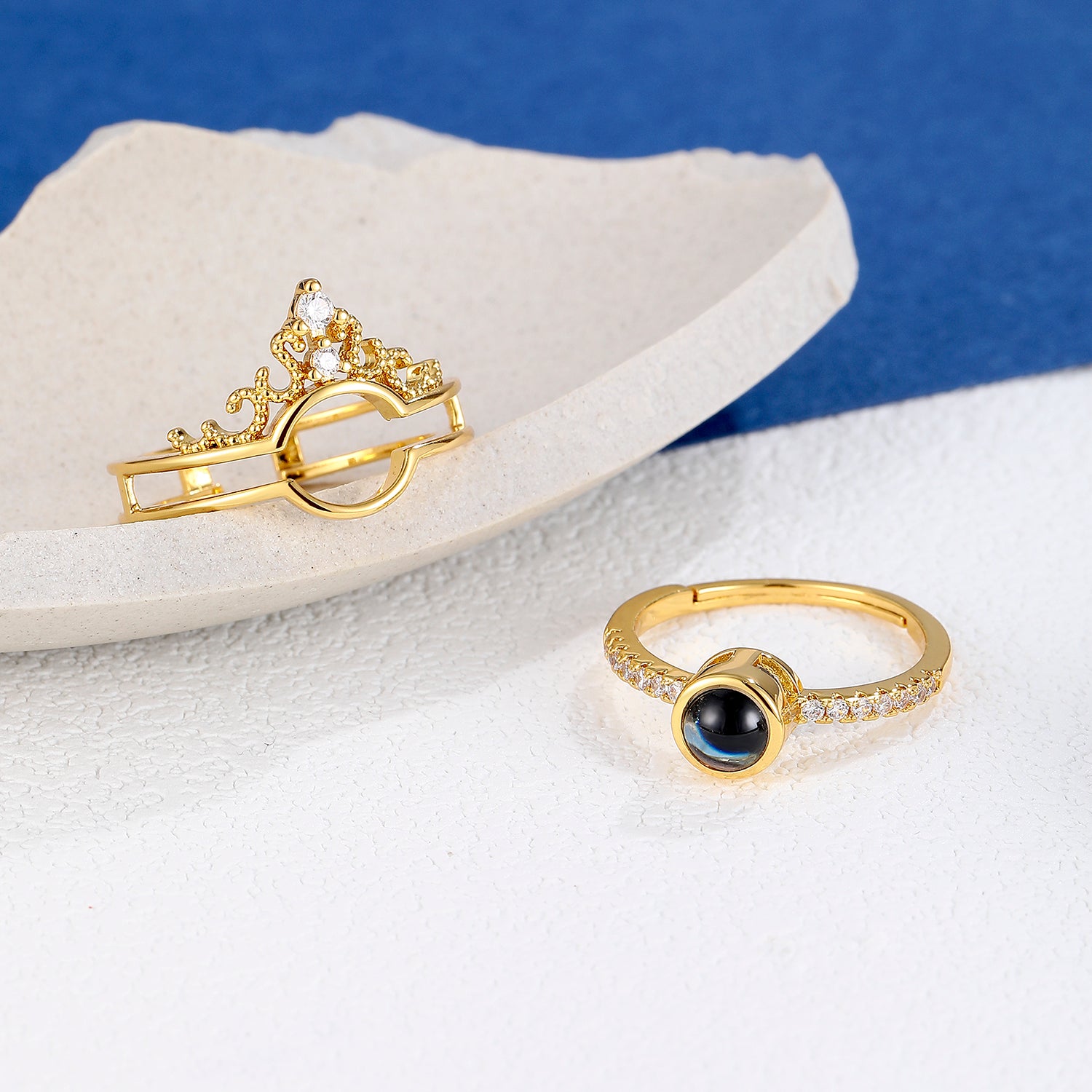 Custom crown-inspired photo ring by Phomora