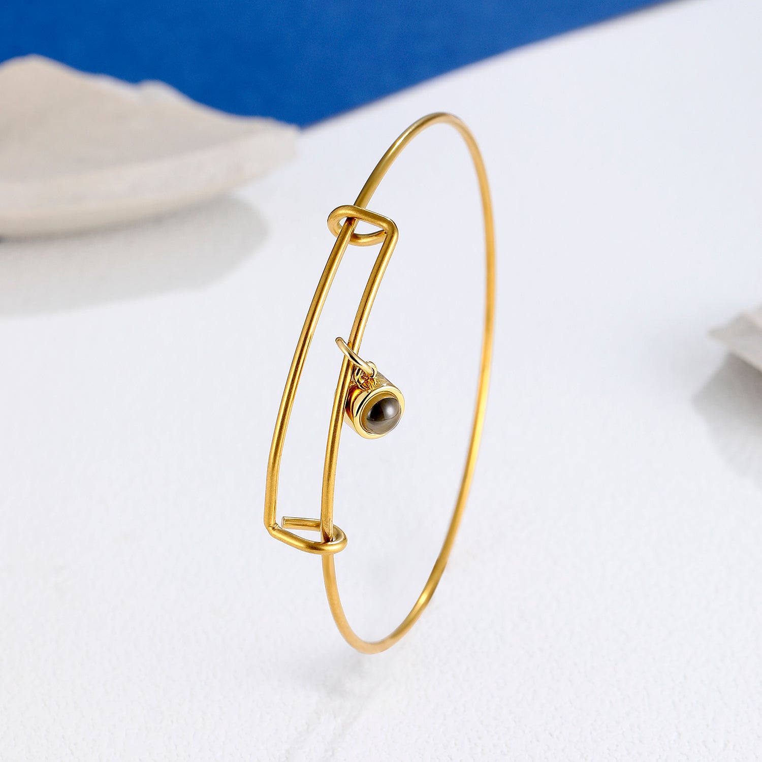 Phomora Embrace Photo Bangle Bracelet with hidden photo projection charm