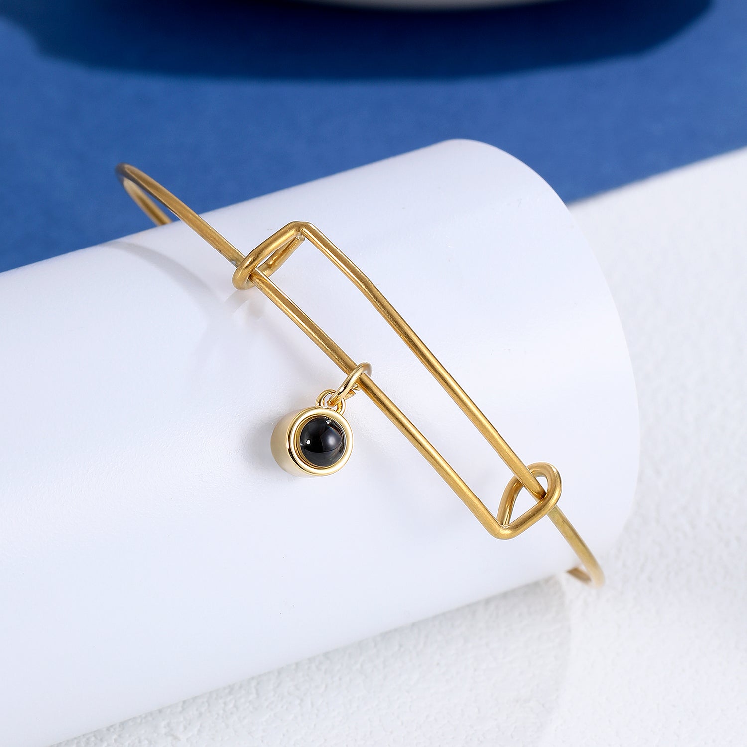 Phomora Embrace Photo Bangle Bracelet with hidden photo projection charm