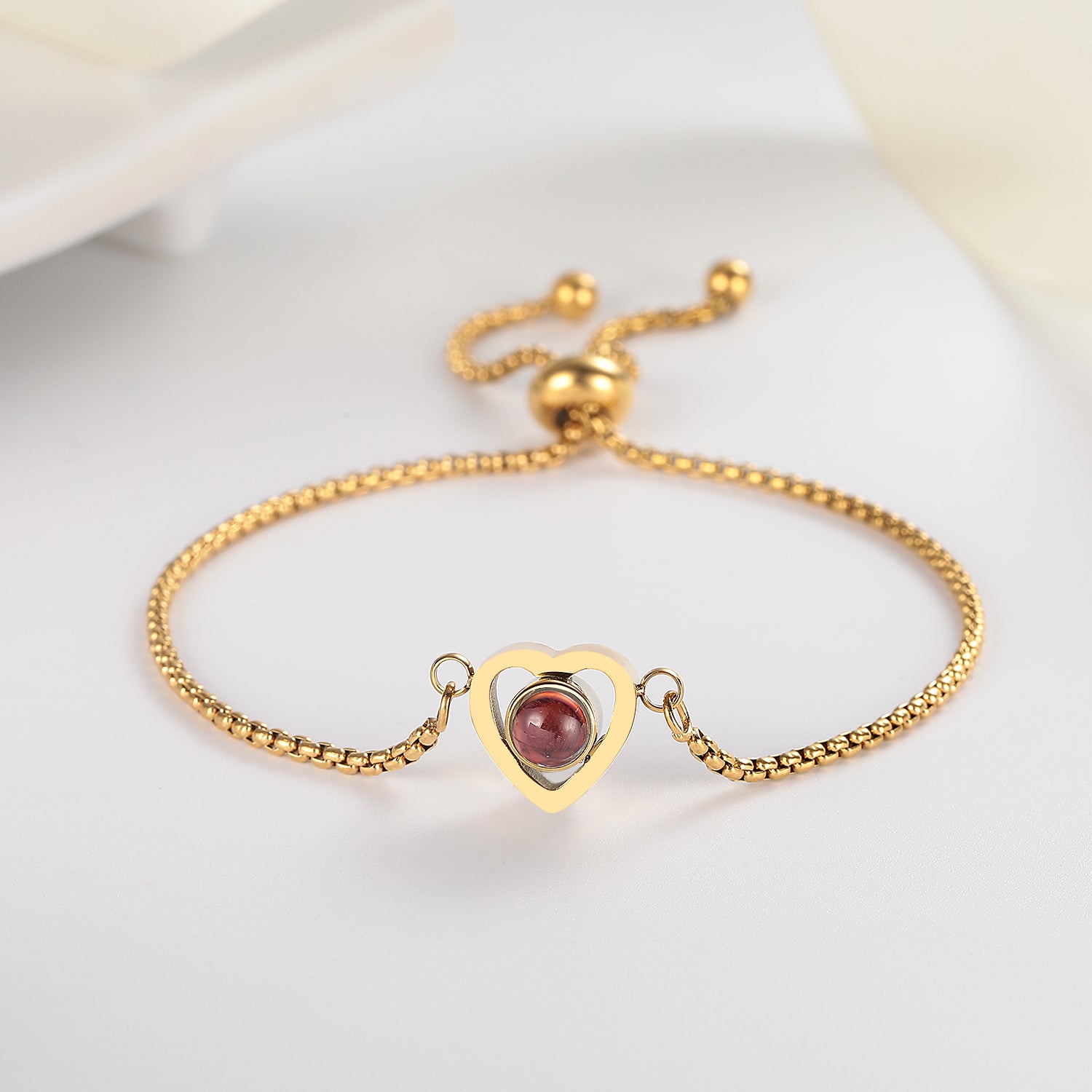 Personalized heart-shaped photo bracelet gift for her