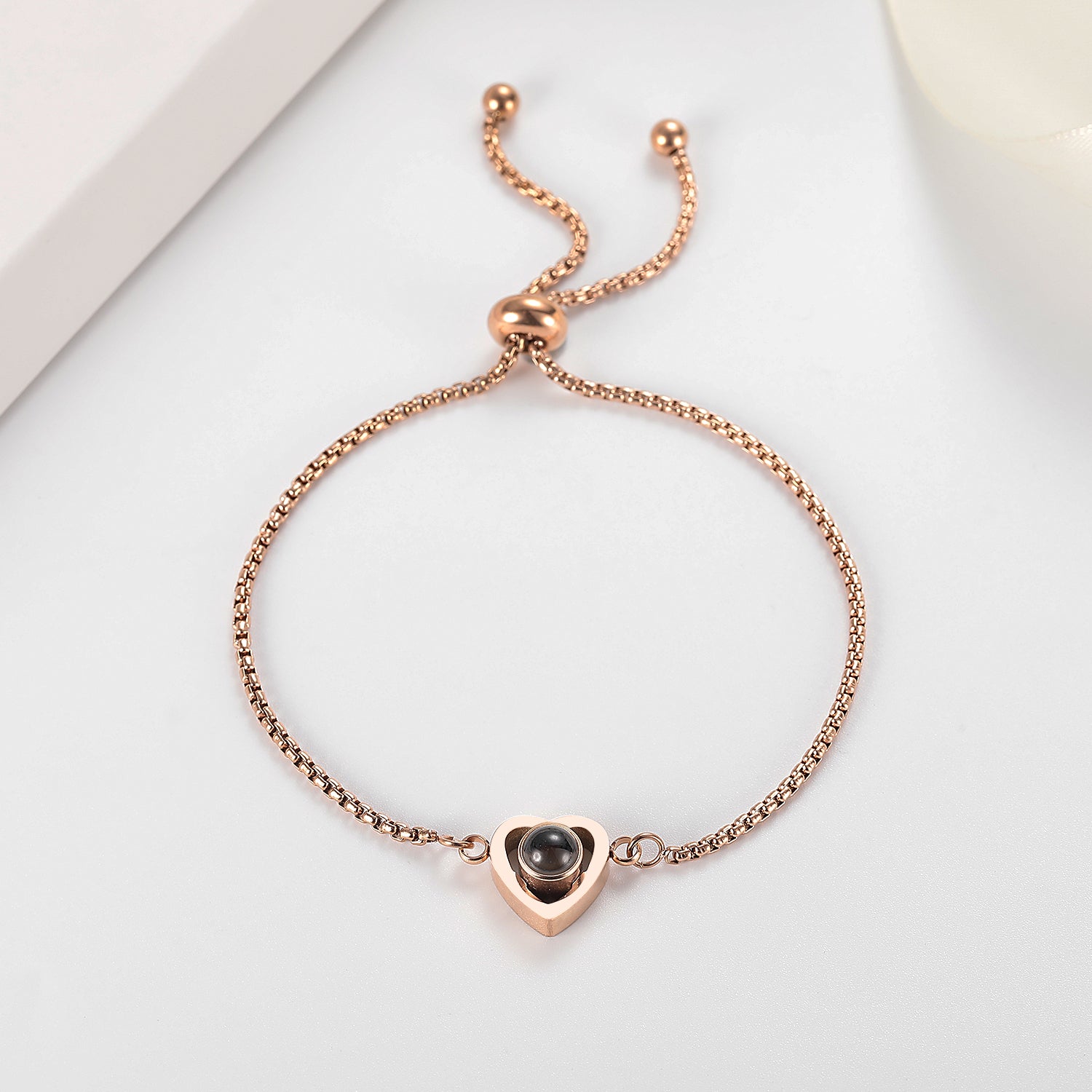Personalized heart-shaped photo bracelet gift for her