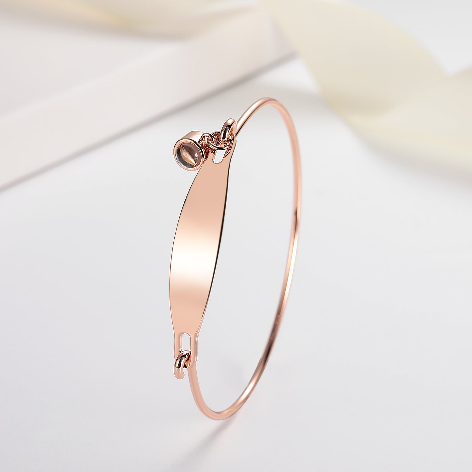 Personalized engraved photo bracelet gift for her