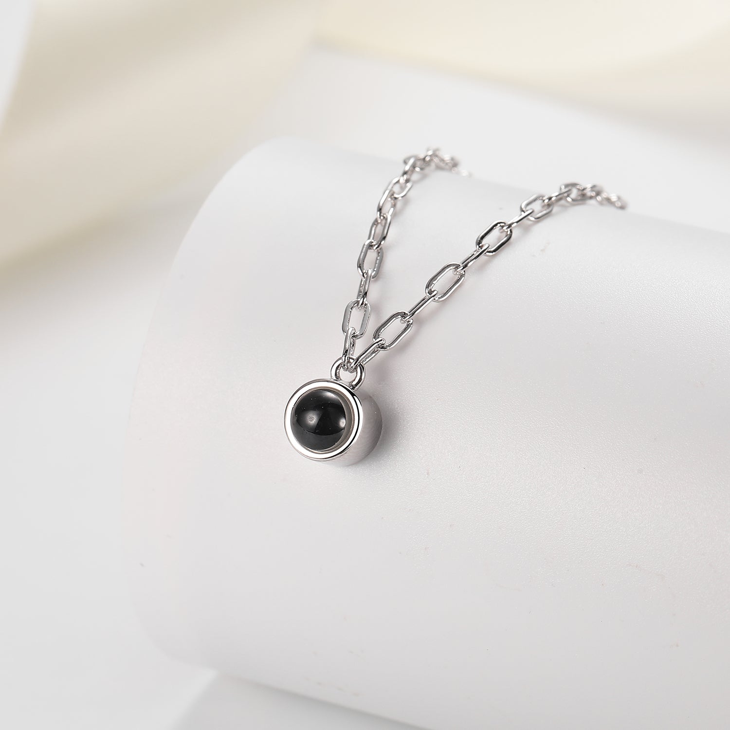 Trendy paper clip chain custom photo jewelry gift by Phomora