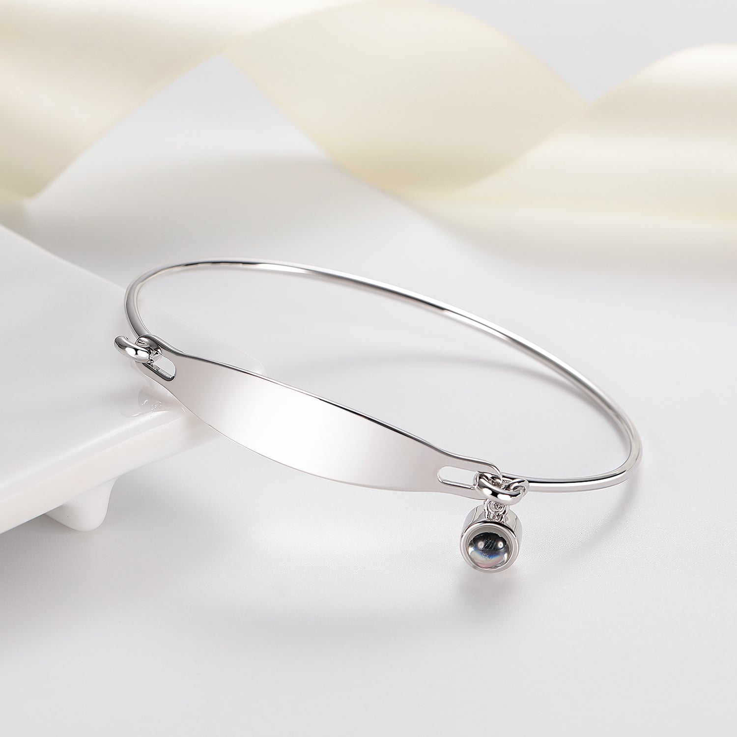 Personalized engraved photo bracelet gift for her