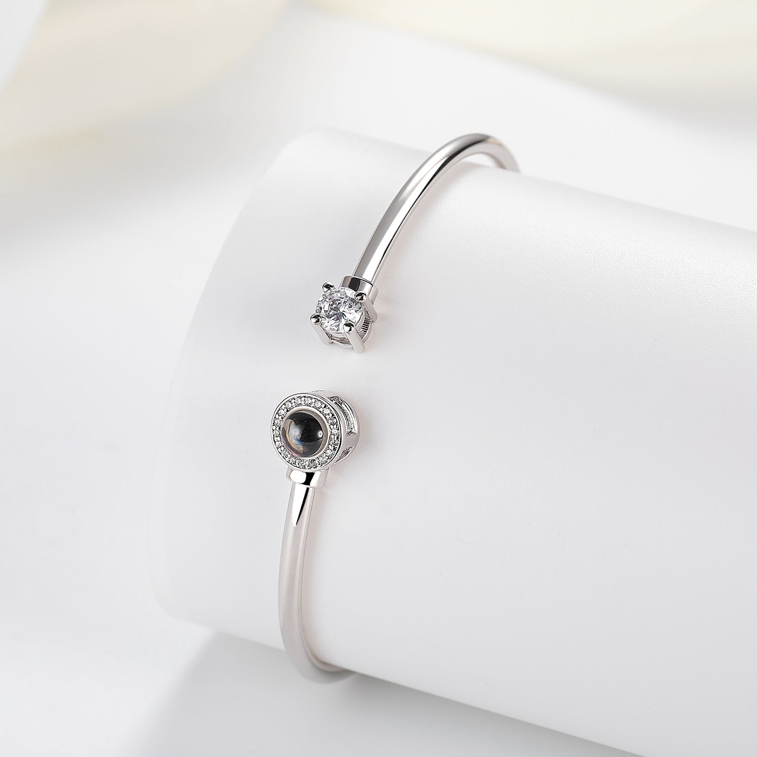 Custom projection photo bracelet with crystal and zirconia details