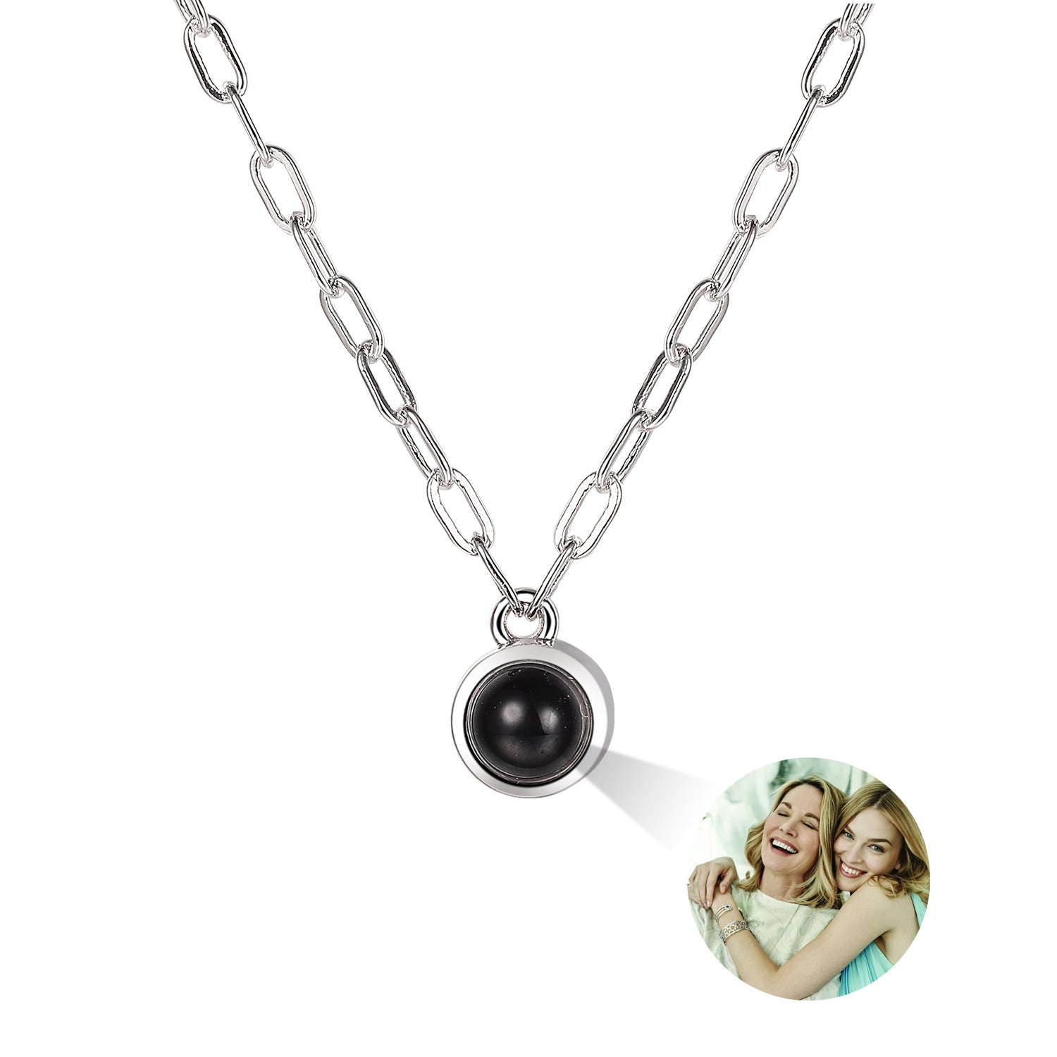 Phomora Paper Clip Chain Photo Necklace with hidden picture inside pendant