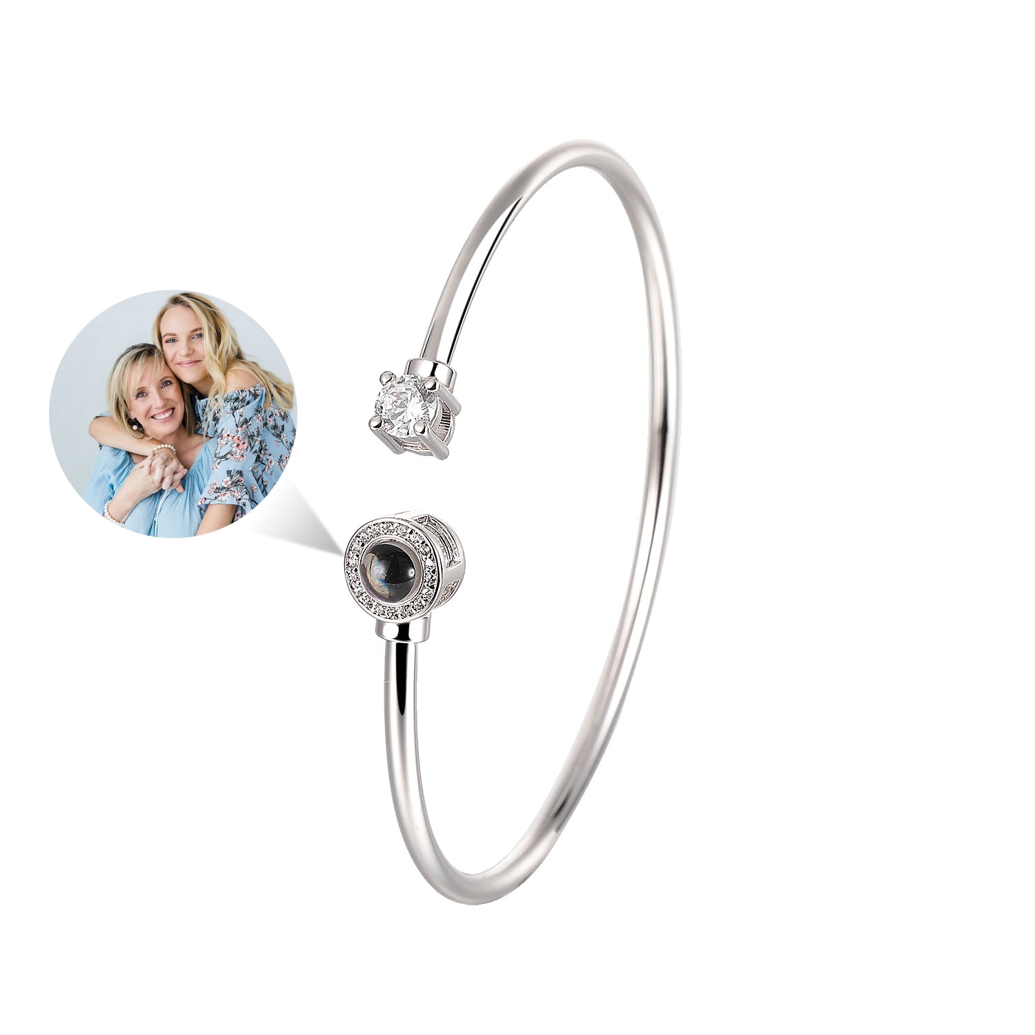 Phomora Echo Photo Bracelet open bangle with zirconia accents