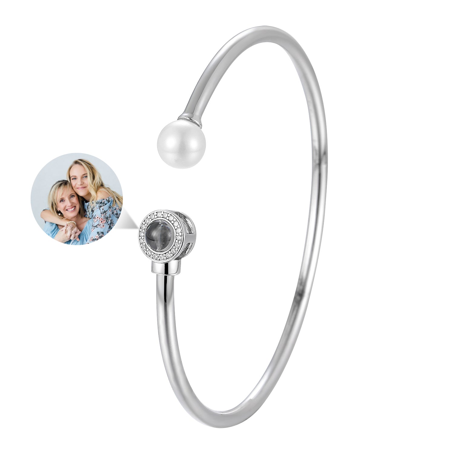 Phomora Elegance Pearl Photo Bracelet with hidden photo projection chip