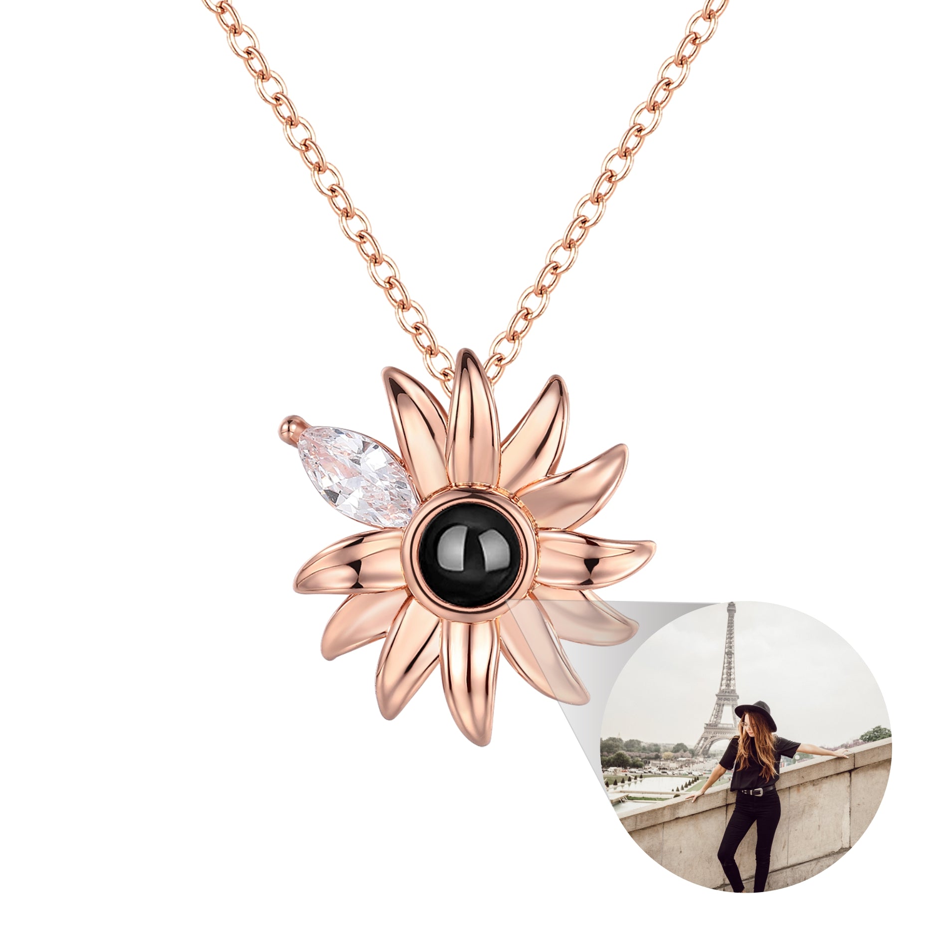 Phomora Photo Projection Sunflower Necklace