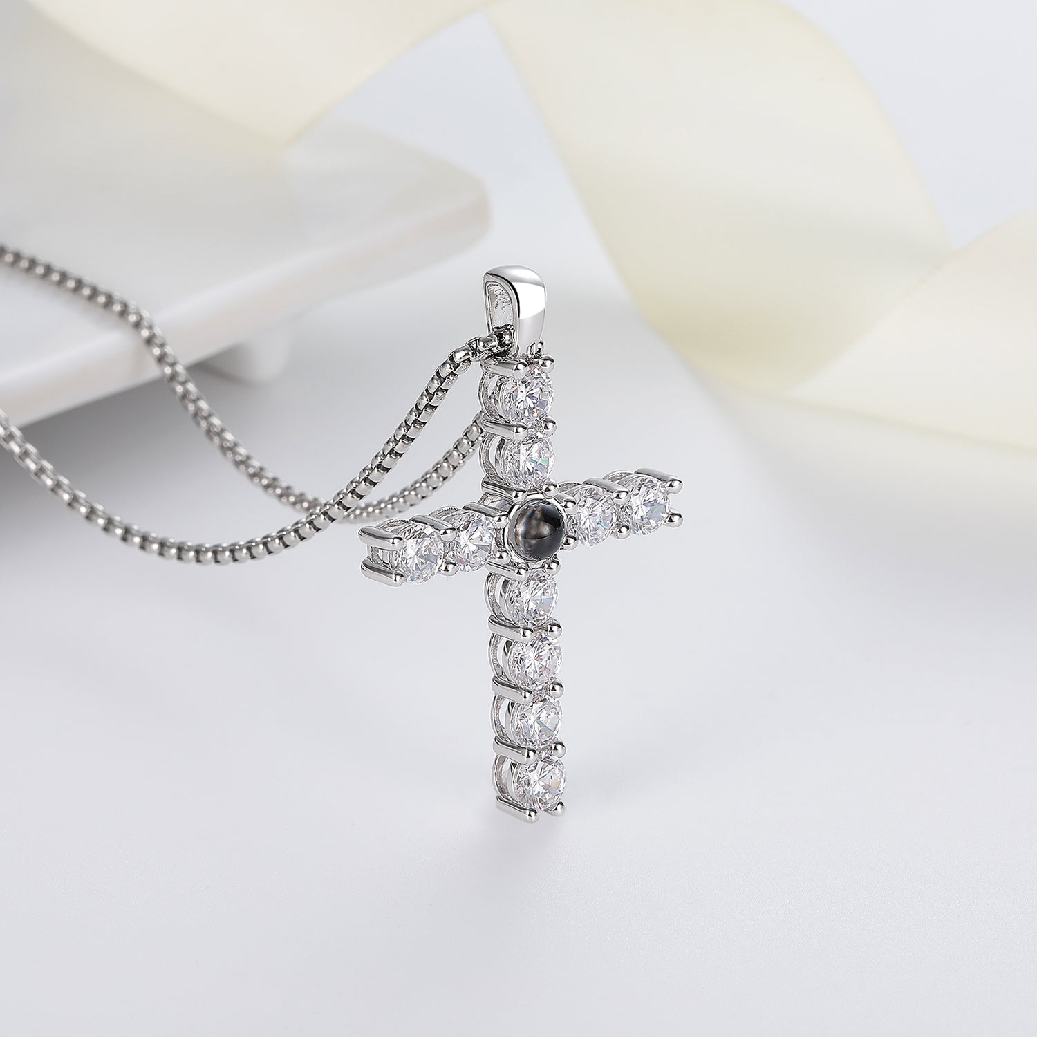 Elegant light ray cross projection pendant gift for believers