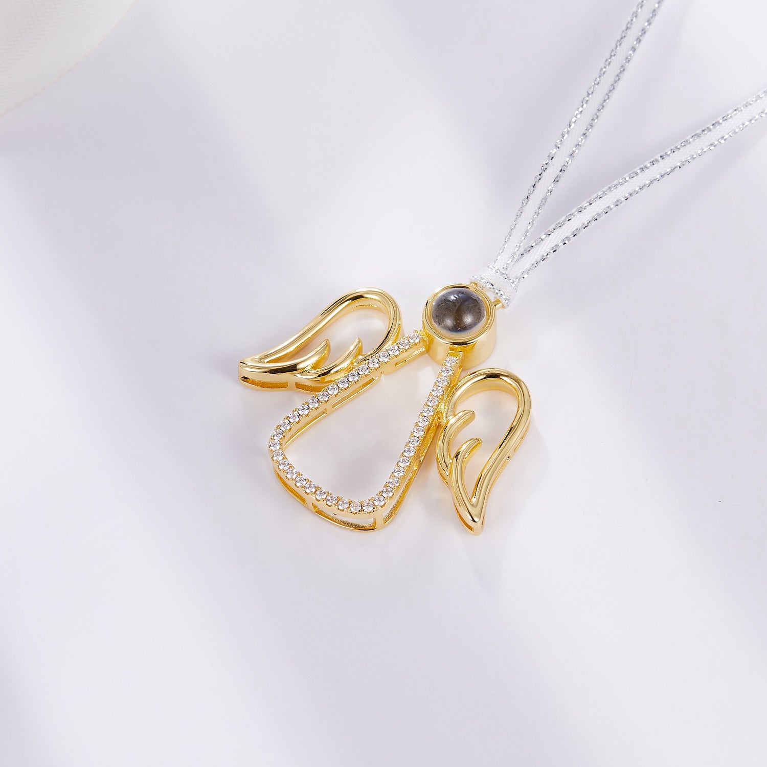 Custom memorial ornament with photo and angel shape