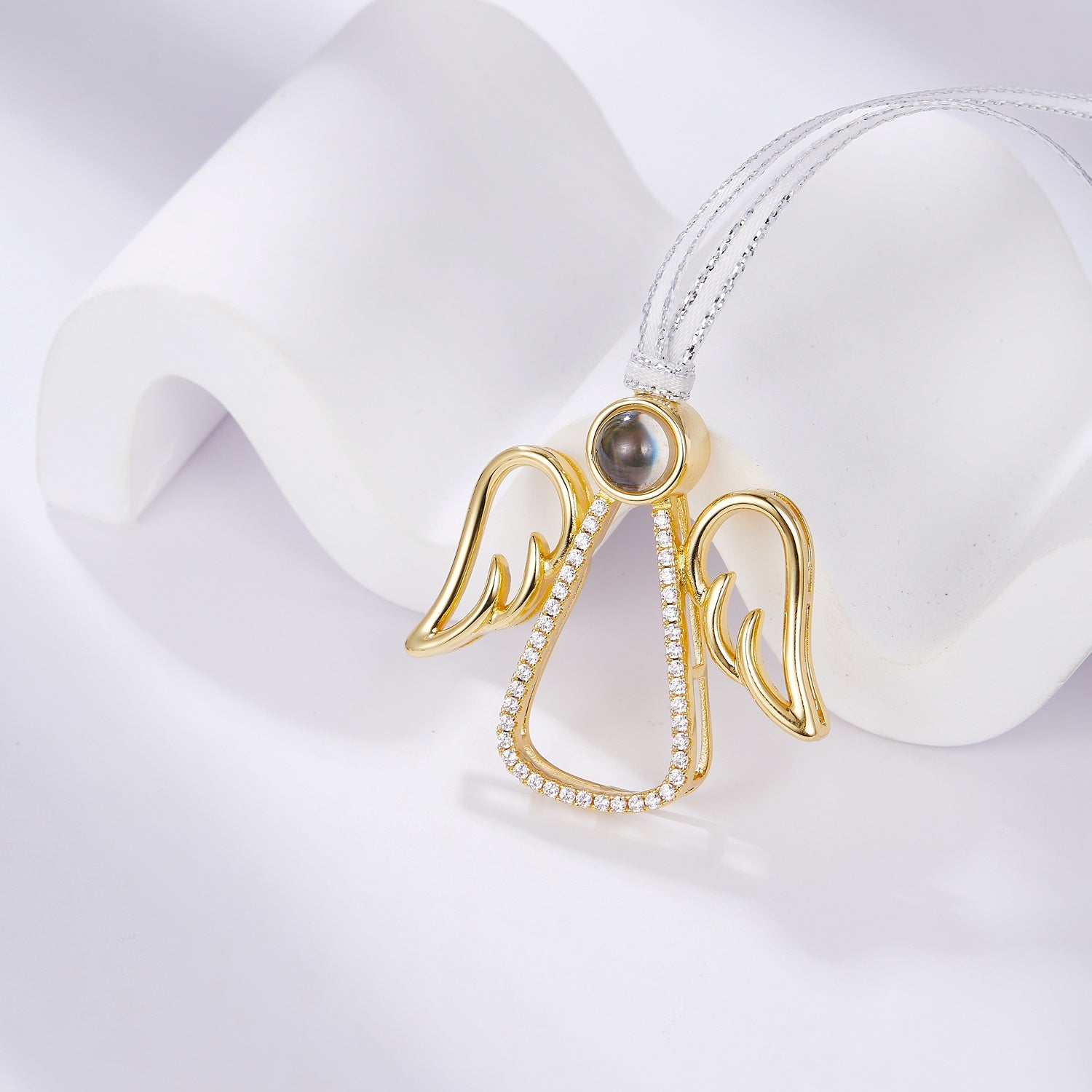 Personalized Angel Photo Ornament with wings design by Phomora