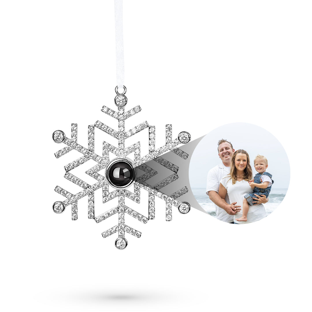 Custom Snowflake Photo Ornament with personalized image for Christmas