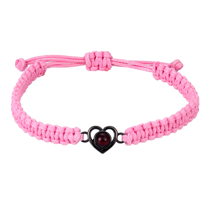 Intertwined Memories Heart Shaped Braided Projection Photo Bracelet