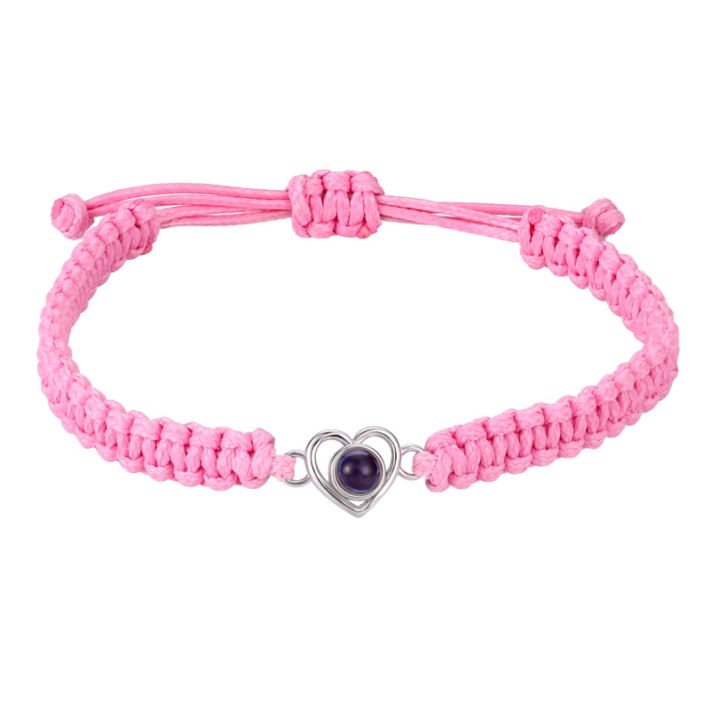 Intertwined Memories Heart Shaped Braided Projection Photo Bracelet