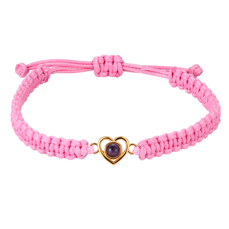 Intertwined Memories Heart Shaped Braided Projection Photo Bracelet