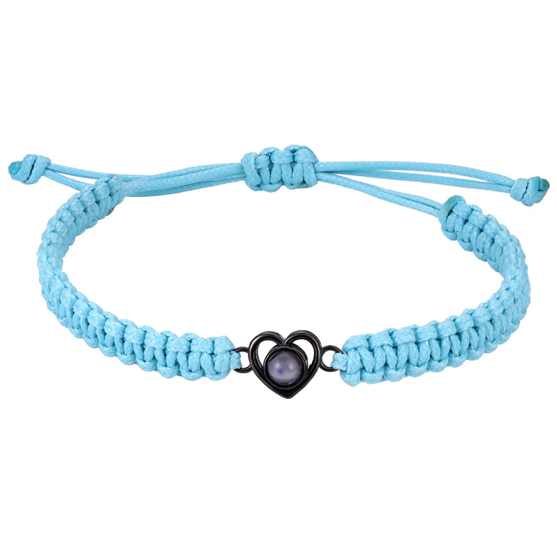 Intertwined Memories Heart Shaped Braided Projection Photo Bracelet