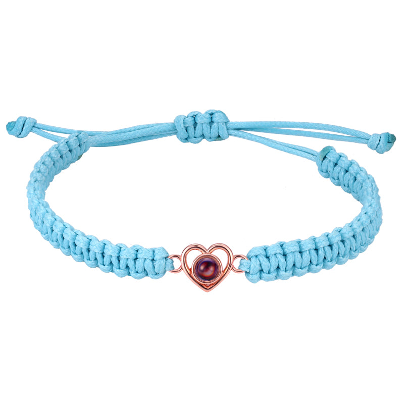 Intertwined Memories Heart Shaped Braided Projection Photo Bracelet